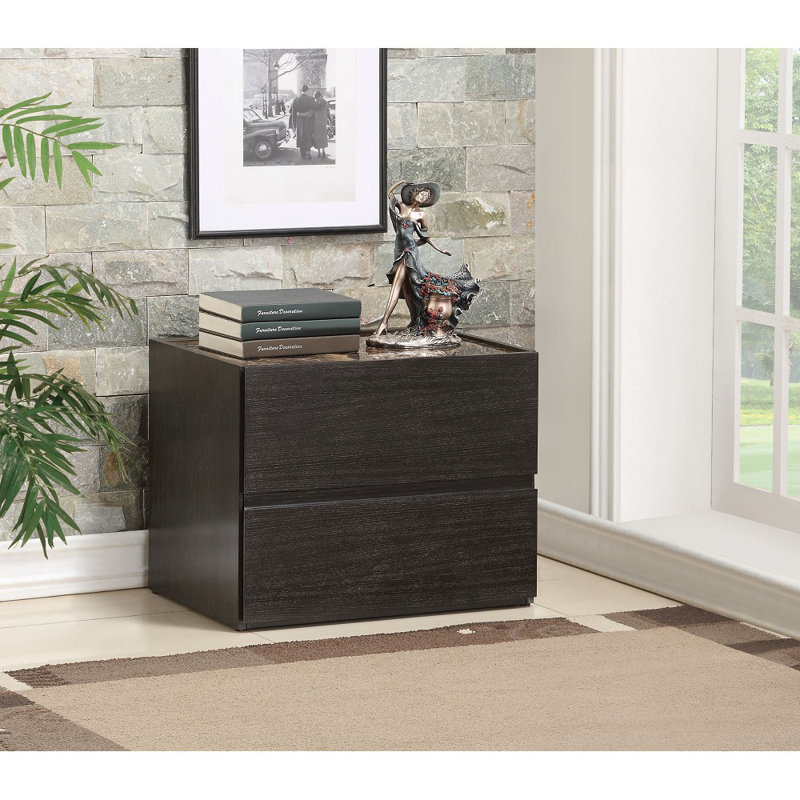 Latitude Run® Abanoub 2 Drawer Nightstand in Dark Brown